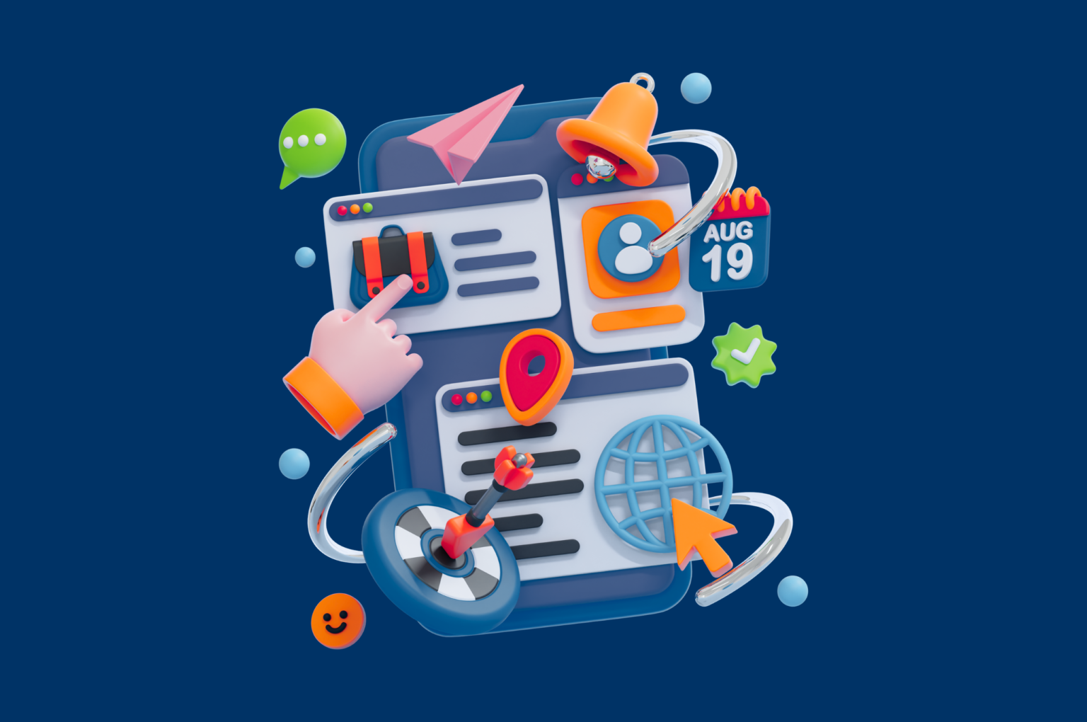 Connected content planning and social media management graphic in Breaden Media brand colours